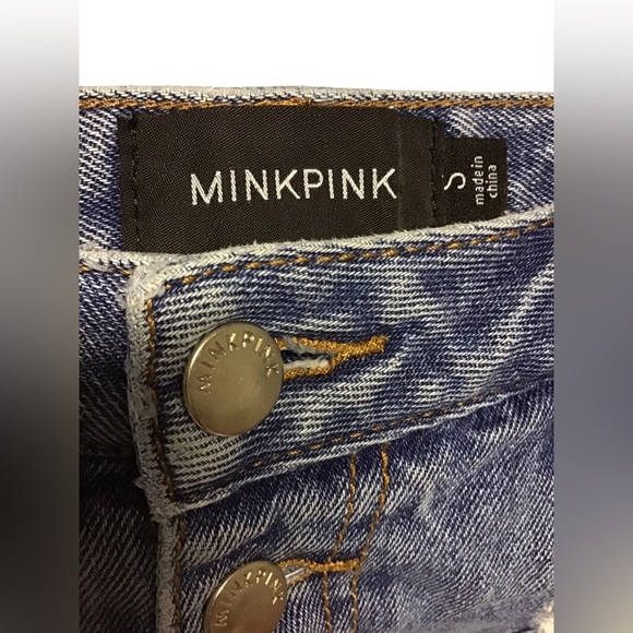 MINKPINK distressed 100% cotton denim shortie Size Small. - Picture 5 of 12